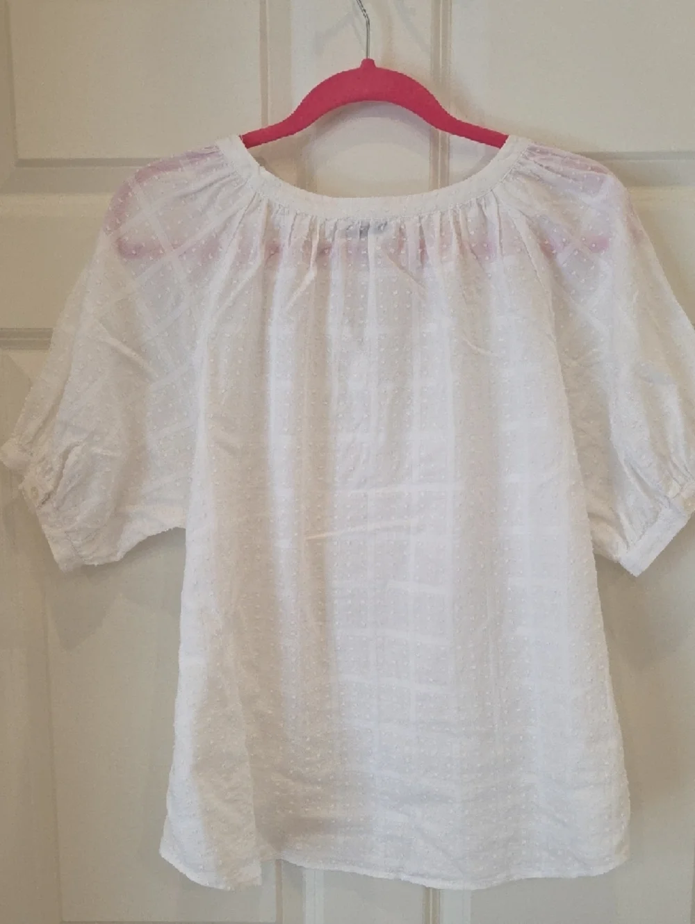LOFT White Dot-Textured Button Front Blouse